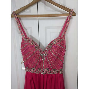 Val Stefani NWT Women's Size 6 Pink Maxi Dress Beaded